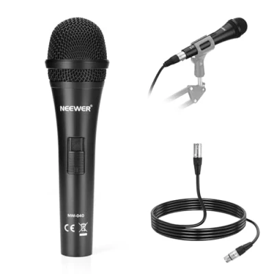 Abbildung von Neewer Dynamisches Nierenmikrofon mit XLR Stecker auf Buchse, starre Metallkonstruktion, für professionelles Pickup von Musikinstrumenten, Stimme, Rundfunk, Sprache, Schwarz (NW 040)
