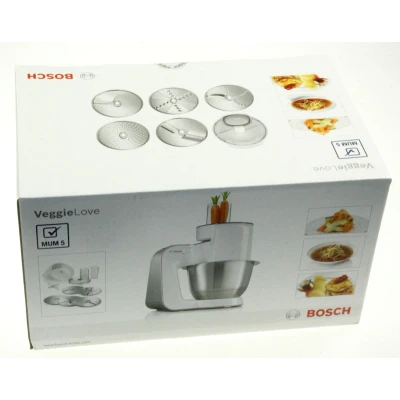Abbildung von Bosch Zubehör Set VeggieLove MUZ5VL1, Durchlaufschnitzler inklusive 5 Scheiben (Schneid Wende Scheibe, Raspel Wendescheibe, Reibescheibe mittelfein, für Asia Gemüse und Rösti) Serie 4 2