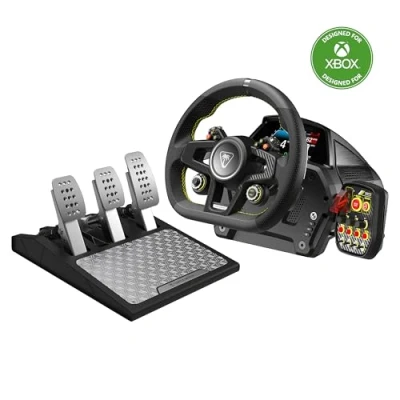 Abbildung von Turtle Beach VelocityOne Race Lenkrad &amp; Pedalsystem mit Force Feedback, Magnetische Schaltwippen Hall Effekt Sensoren für Xbox Series XS, One, Windows 10 11 [Offiziell lizenziert Xbox]