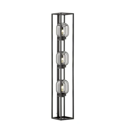 Abbildung von Fischer &amp; Honsel Stehleuchte, Regi schwarz matt Glas rauchfarben L: 20,00 cm, B: H: 130,00 cm 3x E27 max. 40,0 Watt 40403, Größe