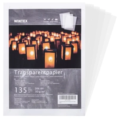 Abbildung von WINTEX 135 Blatt Transparentpapier DIN A4 50 g/qm Schnittmusterpapier weiß bedruckbar Pergamentpapier Architektenpapier zum drucken Pauspapier bedrucken Tracing Paper