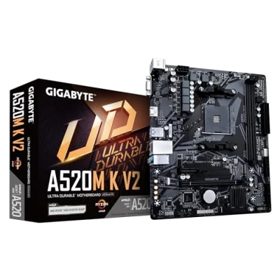Abbildung von GIGABYTE A520M K V2 Mainboard Unterstützt AMD Ryzen 5000 Serie AM4 CPUs, bis zu 5100MHz DDR4 (OC), PCIe Gen3 x4 M.2, GbE LAN, USB 3.2 Gen 1