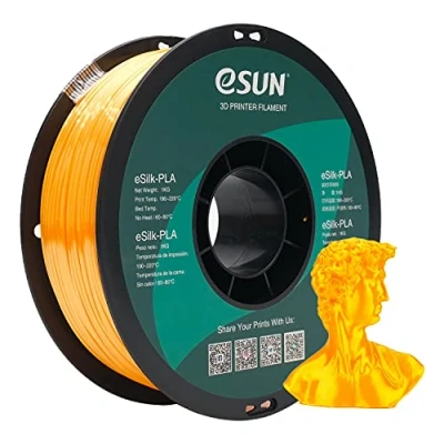 Abbildung von eSUN Seide PLA Filament 1.75mm, Seidig Glänzendes 3D Drucker PLA, Maßgenauigkeit +/ 0.05mm, 1kg Spule (2.2 LBS) Druck für Drucker, Dunkel Gelb