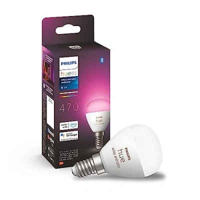 Abbildung von Philips Hue White &amp; Color Ambiance E14 LED Lampe (470 lm), dimmbares Leuchtmittel für das Lichtsystem mit 16 Mio. Farben, smarte Lichtsteuerung über Sprache und App