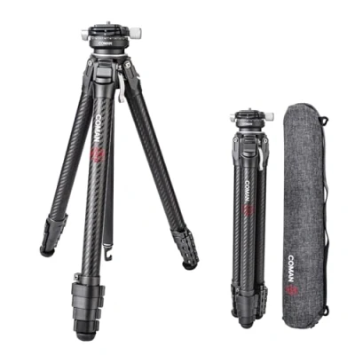 Abbildung von Kamera Stativ, COMAN Zero Y Tripod Carbon Fiber mit 360 Panoramakugelkopf und Arca Swiss Videostativ für alle DSRL Kameras, leichtes 15.3156.7cm Höhe, Mittelsäule Belastbar bis 18 kg