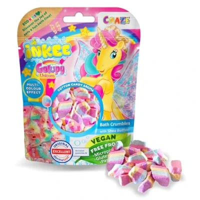 Abbildung von INKEE Badestreusel Galupy Unicorn 100g Badesalz Kinder Mit 4 Farbschichten Zuckerwatten Aroma und Kakaobutter