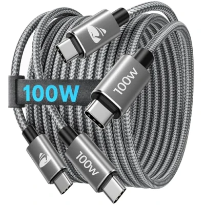 Abbildung von USB C Kabel [ 2Stück 1M+1M ] auf 100W/5A Schnellladekabel Nylon Typ Ladekabel für MacBook Pro/Air, iPhone 16 15 Pro Max, Samsung S24 S23 S22, iPad
