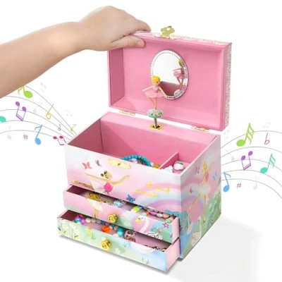 Abbildung von Jewelkeeper Ballerina und Regenbogen Spieluhr Schmuckschatulle mit 2 Ausziehfächern Schwanensee Melodie