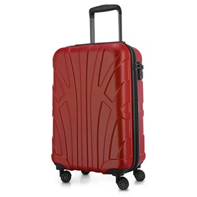 Abbildung von suitline Handgepäck Hartschalen Koffer Trolley Rollkoffer Reisekoffer, TSA, 55 cm, ca. 34 Liter, 100% ABS Matt, Rot