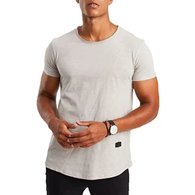 Abbildung von Leif Nelson T Shirt Herren Sommer Rundhals Ausschnitt 100% Baumwolle (Grau, Größe XL) Regular Fit Rundkragen, Basic Männer Kurzarm