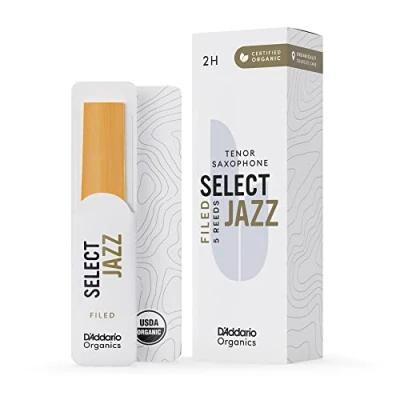 Abbildung von D&#039;Addario Organisch Select Jazz Filed Tenor Saxophon Stimmzungen Saxophonrohre Das erste und einzige Bio Schilfrohr 2 Hart, 5 Packung
