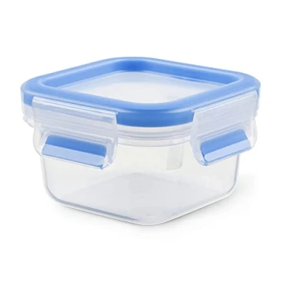 Abbildung von Emsa 508535 Clip &amp; Close Frischhaltedose, Fassungsvermögen 0,2 L, Quadratisch, Clipbox, 100% dicht, Transparent / Blau