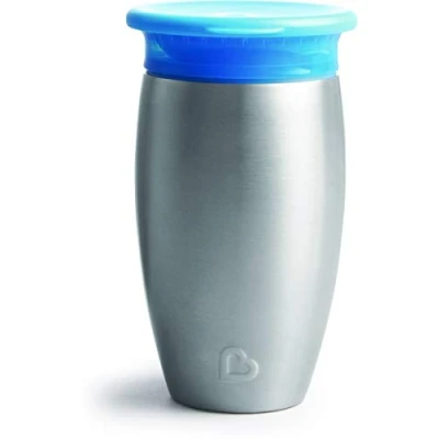 Abbildung von Munchkin Miracle 360 Edelstahl Trinkbecher für Babys und Kleinkinder, BPA frei, auslaufsicher, spülmaschinenfest, Kinder ab 12 Monaten, blau 296 ml