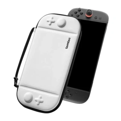 Abbildung von tomtoc Slim Tasche Kompatibel mit Nintendo Switch 2 (2025), Geruchlose Filz Ultradünn Carry Case für Konsole und 12 Spiele, Harte Schutzhülle Tragetasche Original Patent Militärstandard Schutz