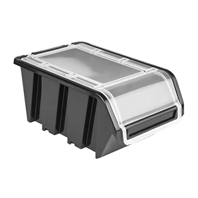 Abbildung von 10 x Stapelbox mit Deckel Werkstatt Stapelkiste Sortierbox Box 160x230x120 Schwarz stapelkisten kunststoff lagerboxen stapelbar