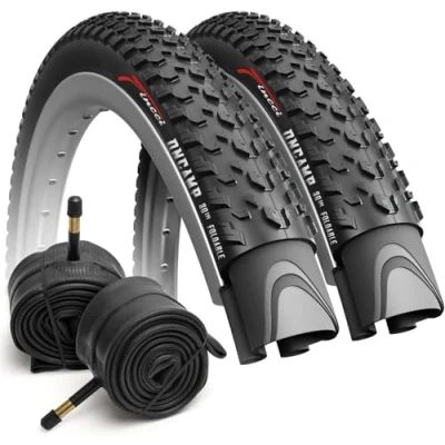 Abbildung von Fincci MTB Reifen 27,5 Paar Fahrrad 27.5 x 2.10 Zoll 54 584, Mantel Oncamp mit Schrader fahrradschlauch für Mountainbike, E Bike, Hybrid Offroad 2er Pack FaltReifen