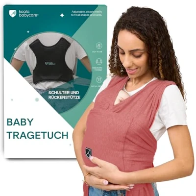 Abbildung von Koala Babycare Tragetuch Baby Neugeborene Einfach Anzuziehen für Mütter und Väter Babytrage Multi Use Bis 9kg Babytragetuch Bourdeaux