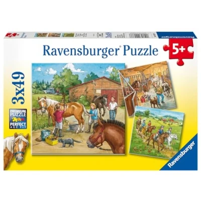 Abbildung von Ravensburger Kinderpuzzle 09237 Mein Reiterhof Puzzle für Kinder ab 5 Jahren, mit 3x49 Teilen, Yellow