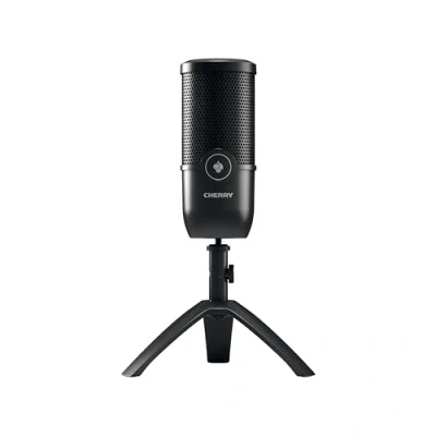 Abbildung von CHERRY UM 3.0, USB Mikrofon für Podcast, Streaming, Home Office, Nierencharakteristik (Cardioid), Kopfhöreranschluss, Kompatibel mit PC/Mac/PS4/PS5, Schwarz