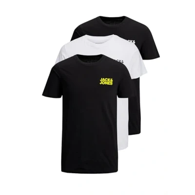 Abbildung von JACK &amp; JONES Herren JJECORP Logo Tee SS Crew Neck 3er Pack Kurzarm T Shirt, D, 1x White 2X Black, L