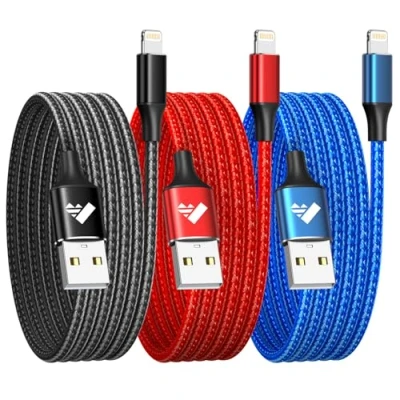 Abbildung von Aioneus iPhone Ladekabel, Lightning Kabel [3Pack 2M] MFi Zertifiziert Ladekabel Schnellladekabel Nylon Fast USB für 14 13 12 11 Pro Max X XS XR SE 8 7 6 Plus, iPad