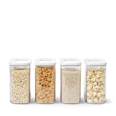 Abbildung von Mepal 4 teiliges Set Vorratsdosen mit Deckel Lebensmittelbehälter Rechteckige Küchenorganizer aus Kunststoff Vorratsbehälter Luftdicht x 1500 ml White
