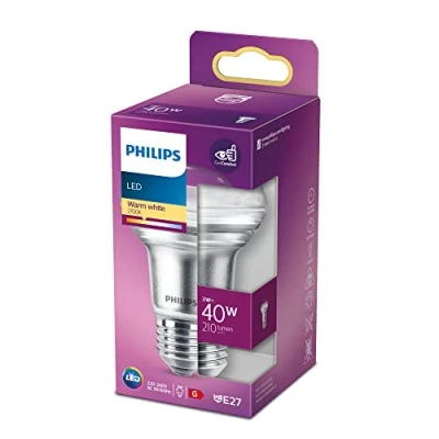 Abbildung von Philips LED Classic E27 Lampe, 40 W, Reflektor, R63, silber, warmweiß, 1 Stück (1er Pack)