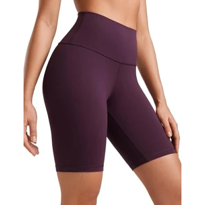 Abbildung von CRZ Yoga Butterluxe Damen Radlerhose Kurze Sporthose High Waist Sommer Shorts Laufshorts Fitness Hose 20cm Dunkellila 40