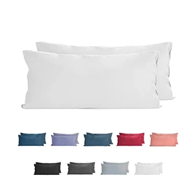 Abbildung von Komfortec 100% Baumwolle Kissenbezüge 2er Set 40x80 cm, Superweicher Premium Jersey Kopfkissenbezug 150 g/m², Kissenhülle, Weiß