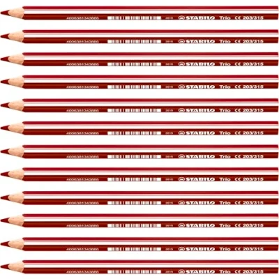 Abbildung von STABILO Dreikant Buntstift Trio dick 12er Pack kirschrot
