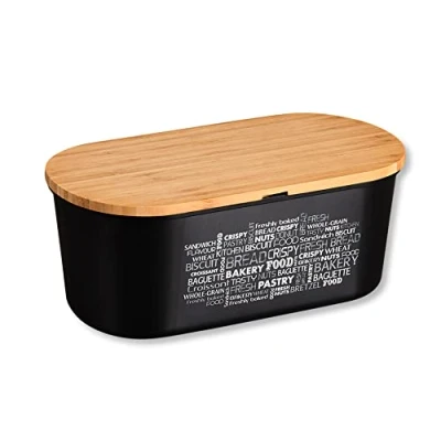 Abbildung von Kesper Brotbox, Material: Melamin, Bambus, Maße: B: 34 x H: 14 T: 18 cm, Farbe: Schwarz,Braun 58503