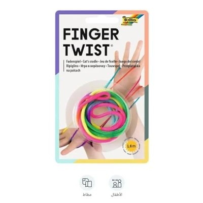 Abbildung von folia 33177 Finger Twist Fadenspiel, in trendiger Regenbogen Optik, ca. 160 cm lang, Fingerspiel für Jungen und Mädchen ab 5 Jahre, ideal als kleines Geschenk, Mitgebsel den Schulhof