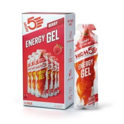Abbildung von HIGH5 Energy Gels Schnelle Energiezufuhr Mit Sport Gel für Spitzenleistung natürlichem Fruchtsaft, koffeinfrei Energie Laufen, Running, Marathon, Radsport, Ausdauer (Beere, 6 x 40g)