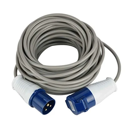 Abbildung von Electraline 46148 Verlängerung 20 mt Industriesteckdose IEC 3 poliger Stecker Geeignet für Camper, Camping, Caravan, Boot, Baustelle Grau, IP40