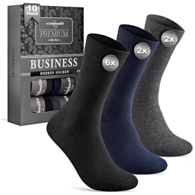Abbildung von 10 Paar Socken Herren 43 46 Baumwolle Business Atmungsaktive Herrensocken, Anzugsocken 15800 (6x schwarz, 2x grau, navyblau)