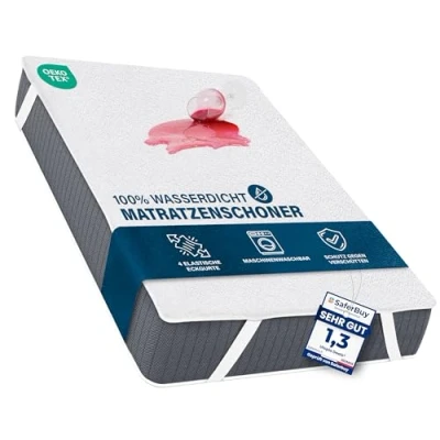 Abbildung von Utopia Bedding Matratzenschoner 135 x 190 cm Wasserdicht, Mit Elastisch Eckbändern, Oeko TEX Zertifiziert Matratzenauflage Atmungsaktive, Matratzenschutz Weiß
