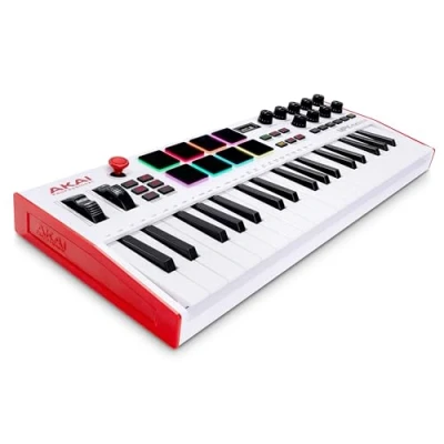 Abbildung von AKAI Professional MPK Mini Plus 37 Tasten USB MIDI Keyboard Controller mit 8 RGB MPC Pads, Drehreglern und Musikproduktionssoftware für PC Mac, Farbe Weiß