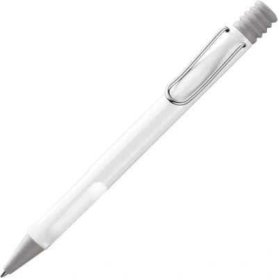 Abbildung von Lamy safari white Kugelschreiber zeitlos klassicher Kuli mit ergonomischem Griff &amp; robustem ASA Kunststoff inkl. Großraummine M 16 in Strichbreite blau
