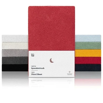 Abbildung von Blumtal® Frottee Spannbettlaken 120 x 200 cm OEKO TEX zertifiziertes Spannbetttuch 120x200cm bis 25cm Matratzenhöhe Bettlaken wärmend in Elfenbein