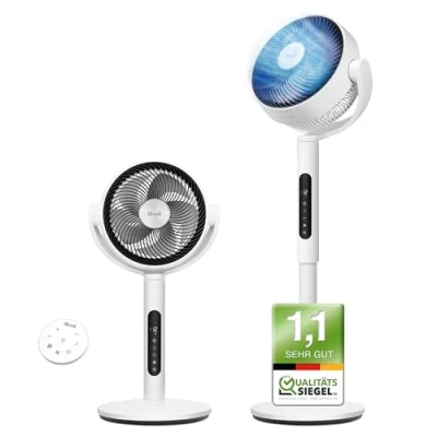 Abbildung von Levoit 20dB Standventilator Leise, Oszillierender Ventilator mit Sensor und Fernbedienung, 2465m3/h Luftvolumen, Luftzirkulation in 4Min, 4 Modi 12 Stufen 12H Timer, Fan für Schlafzimmer Wohnzimmer