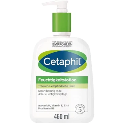 Abbildung von Cetaphil Feuchtigkeitslotion, 460ml, für trockene, empfindliche Haut, Sorgt ein geschmeidiges Hautgefühl und bis zu 48h lang anhaltende Feuchtigkeit, Klinisch getestet bei empfindlicher