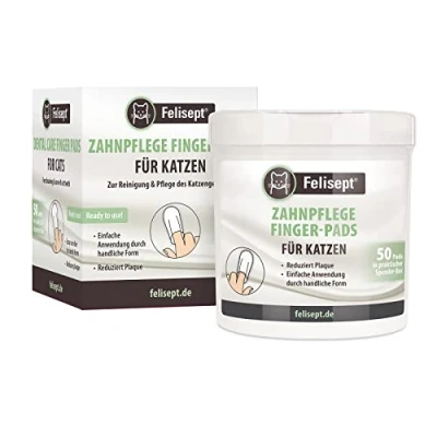 Abbildung von Felisept Zahnpflege FingerPads für Katzen 50 Stück Fingerlinge effektive Zahnpflege, Mundhygiene und frischen Atem Reduziert Plaque Zahnreiniger Katze