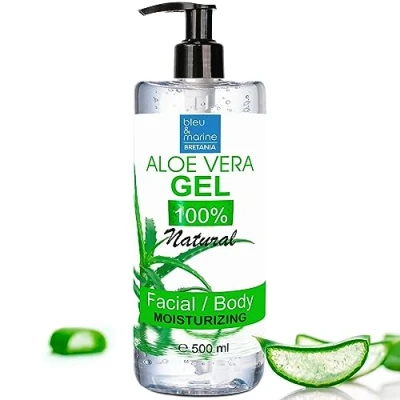 Abbildung von 100% Natürliches Aloe Vera Gel Extra Feuchtigkeitsspendend Dermoprotektor Anti Aging &amp; Falten Aftersun Aftershave Pflege Haarmaske, Klar, 500 ml