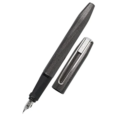 Abbildung von ONLINE Füller Slope Metallic Black, Patronen mit ergonomischem Griffstück, hochwertige Iridium Feder medium, Standard Tintenpatronen, inkl. Kombipatrone blau, für Schule und Büro