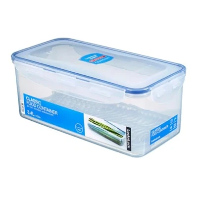 Abbildung von LocknLock PP Classic Vorratsdose mit Gitter, 3,4 L, 297 x 152 118 mm, 100 % luft und wasserdicht, Cleveres Verschluss System, Frischhaltedose für Kühlschrank &amp; Gefrierfach