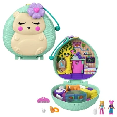 Abbildung von Polly Pocket GTN15 Igel Café Schatulle im und Haustier Design, kleiner Puppe &amp; Freundin, 2 Tierfiguren, Überraschungseffekte, tolles Sielzeug Geschenk für Kinder ab 4 Jahren