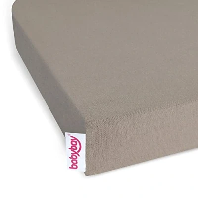 Abbildung von babybay Jersey Spannbetttuch Deluxe passend für die Modelle Maxi, Midi, Boxspring, Comfort und Plus, nougat, 89 x 50 cm (1er Pack)