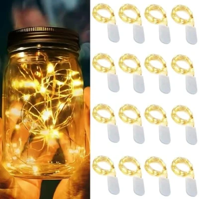 Abbildung von led lichterkette Batterie,16 Stück 1M 10 LEDs Drahtlichterkette Wasserdichte Kupferdraht Licht für Party Garten Weihnachten Hochzeit Halloween Beleuchtung Deko (16pcs Warm White)