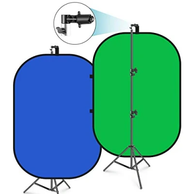 Abbildung von Neewer Chromakey Hintergrund 5 x 7 ft/1,5 2 m, faltbar, mit Halterung von 2,6 grün, blau, umkehrbar, in 1, für Fotostudio, Live Streaming, Videoanrufe, Spiele