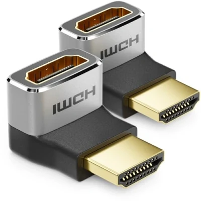 Abbildung von deleyCON 2 Stück HDMI Adapter Kupplung Verbinder 270 Winkel 8K@60Hz / 4K@120Hz UHD Aluminium 2.1 ARC HDR10+ Dolby Vision VRR ALLM 48Gbps Gewinkelt Grau Schwarz